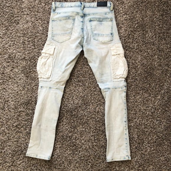 Smoke Rise Men's Rip & Repair Denim Jeans 32x32 Trendy Stylish Streetwear - Picture 4 of 15